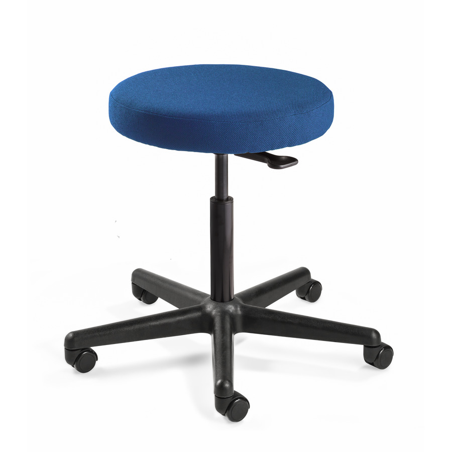 Bevco 3500-F-BLU-3850S/5 Fabric Stool, Blue/Black, Nylon Base, Hard Floor Casters, Adjustable Height 23"-33", Versa Series